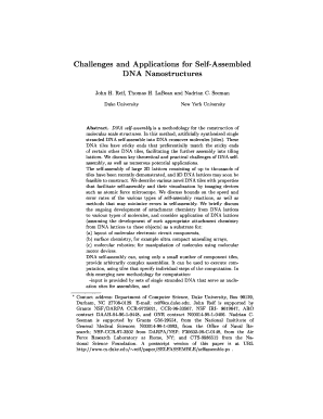 Challenges and Applications for Self Assembled DNA Nanostructures Cs Duke Form