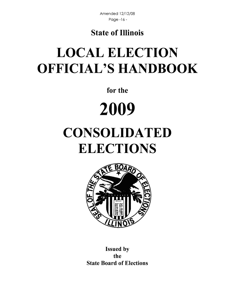 Local Election Official's Handbook Illinois State Board of Elections Elections Il Form