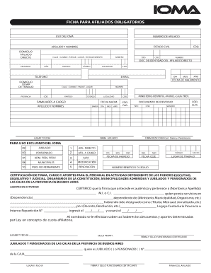 Ficha Para Afiliados Obligatorios Ioma Ejemplo Form