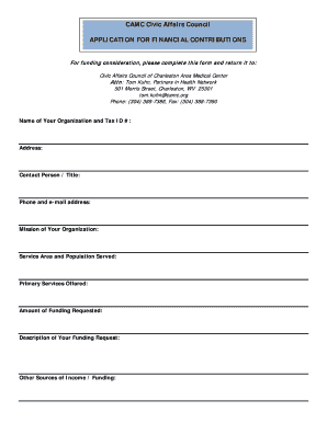 APPLICATION for FINANCIAL CAMC Health System Camc Form