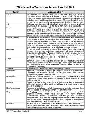 List of Terminologies Form