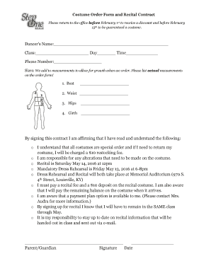 Costume Order Form