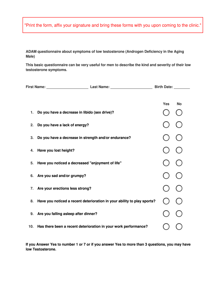 Adam Questionnaire Form