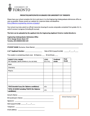 IB Predicted Grade Form Discover Engineering University of 2014