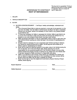 Repossession Contract Template Form