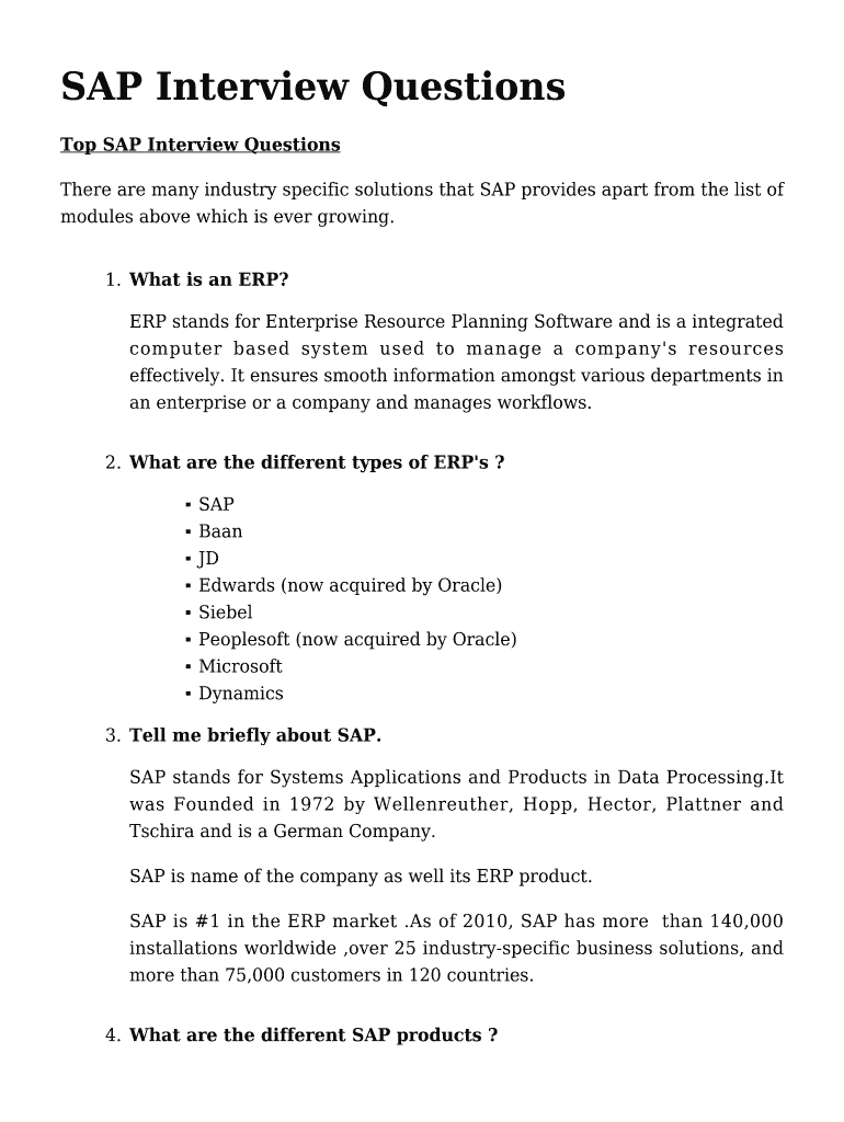 Sap Sd Interview Questions and Answers PDF Download Form