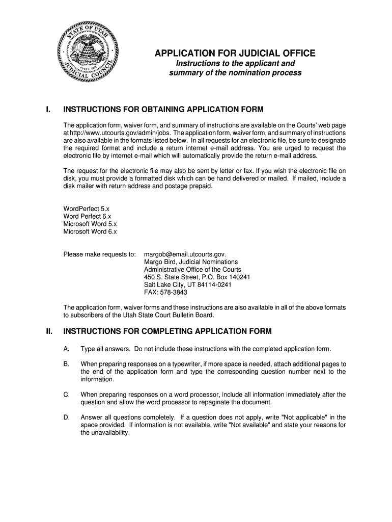 Application for Judicial Office Justice Court Form
