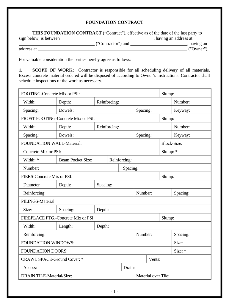 Foundation Contract for Contractor Kentucky Form