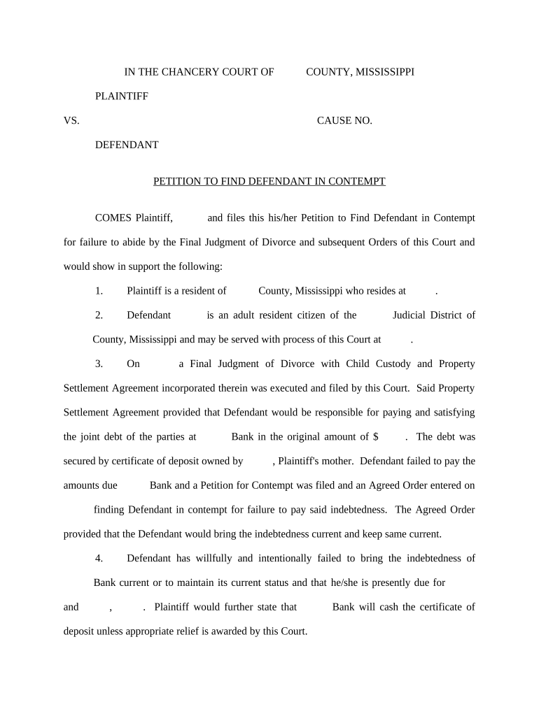 Petition Contempt Form