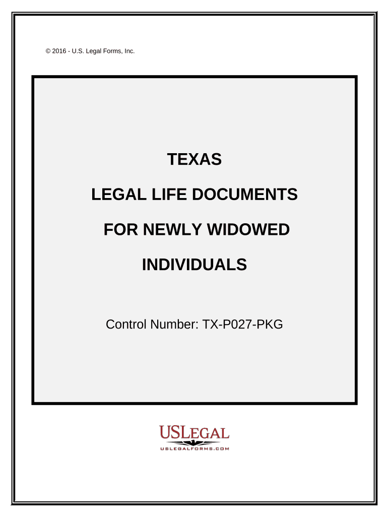Newly Widowed Individuals Package Texas Form
