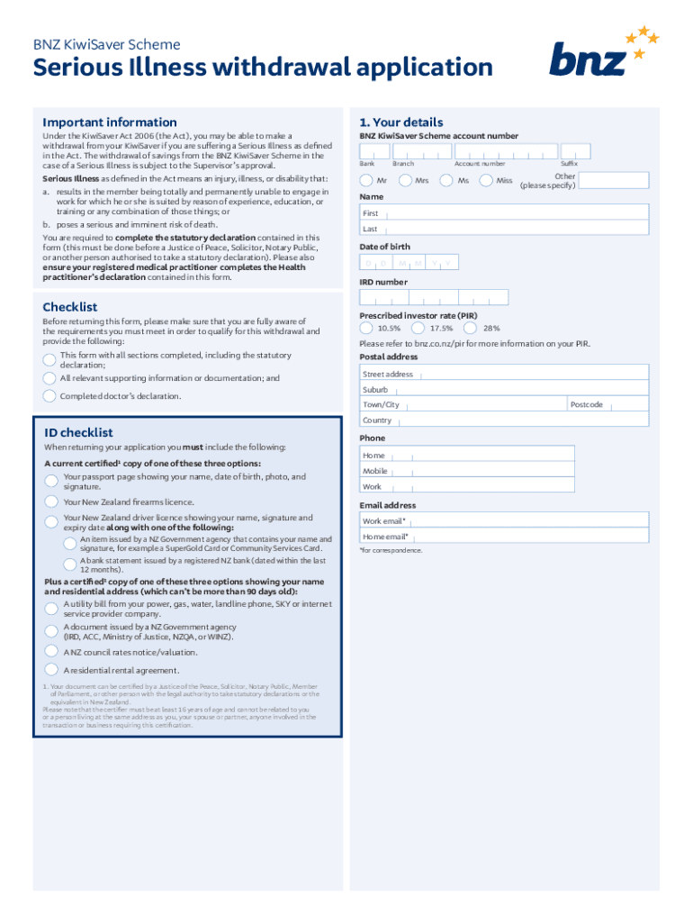 Bnz Kiwisaver Withdrawal Form Fill Online, Printable 2020