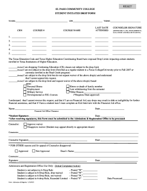 Epcc Student Initiated Drop Form 2012