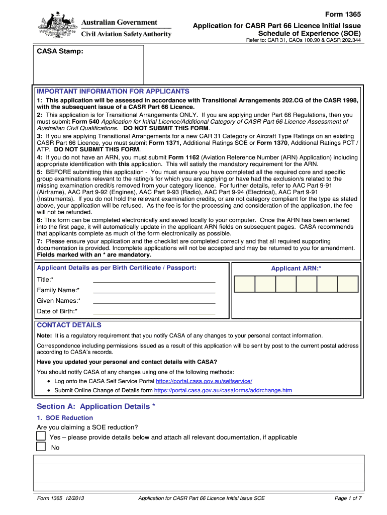 Casa Form 1365 2013