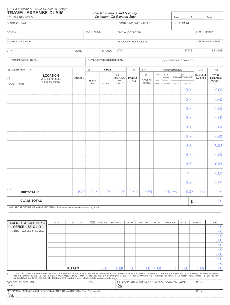Std 262 Form